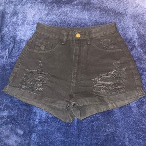 XS Black Shorts With Rips